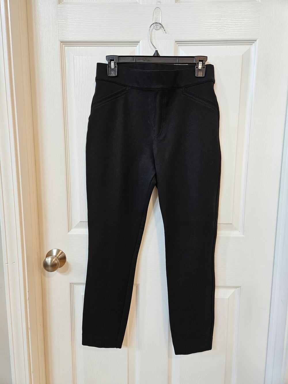 SPANX Black Ponte Cropped Skinny Ankle Pants Pull On Stretch Women's Medium